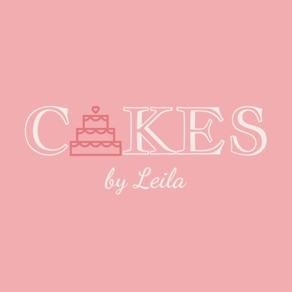 Cakes by Leila logo — blush pink tiered cake wordmark